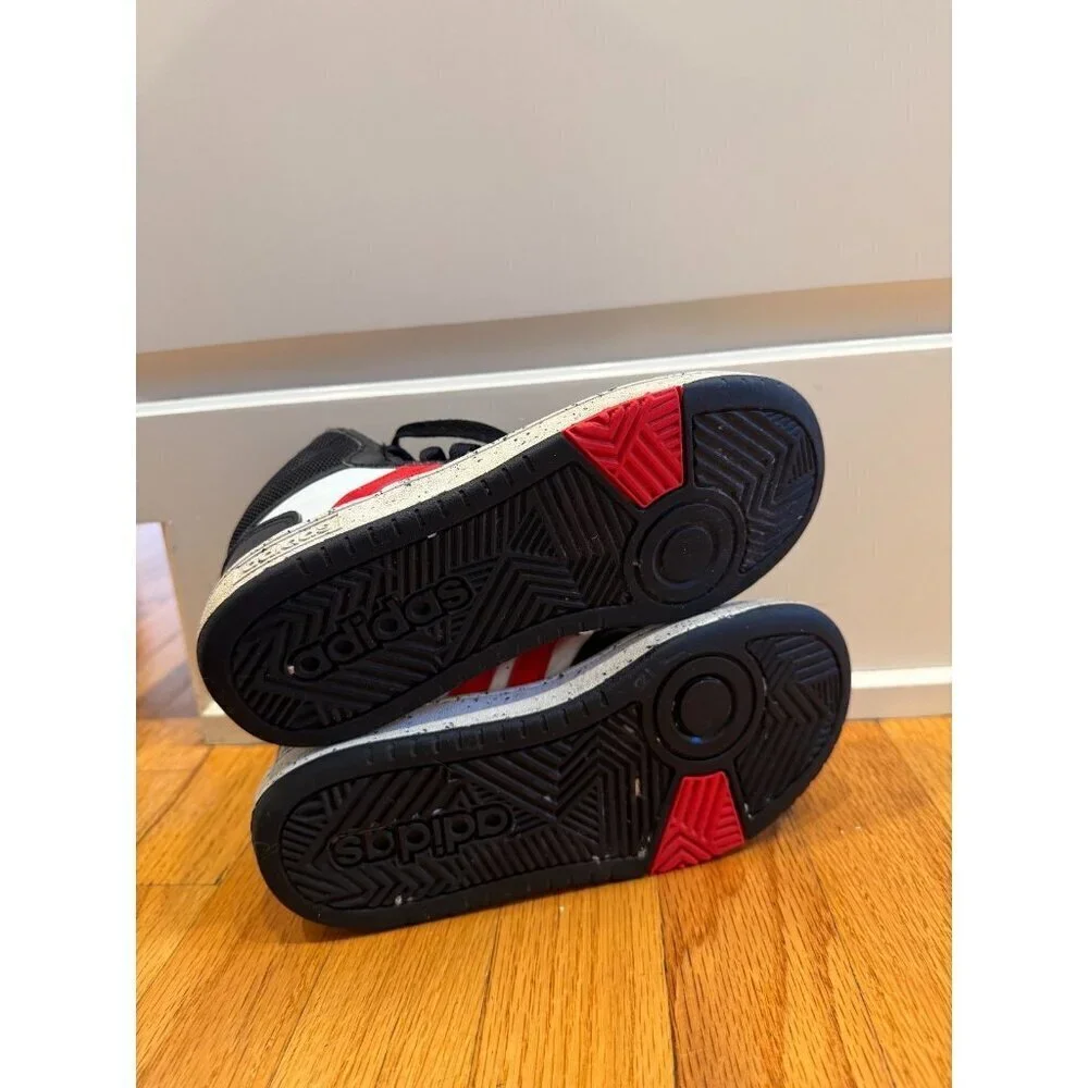 Adidas Hoops Mid Shoes Cloud Red White Black Youth Size 2